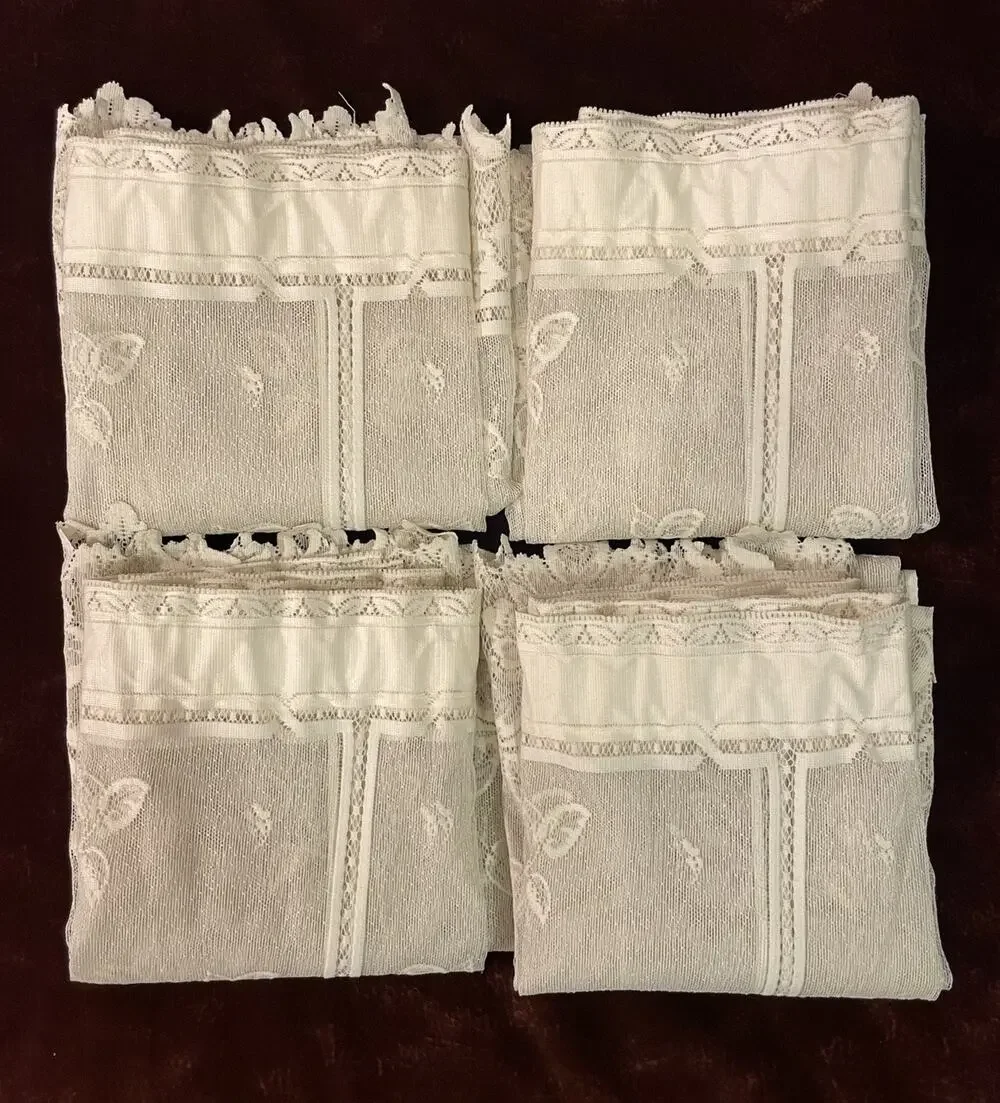 (QTY 4) Heritage Lace USA Polyester Heirloom Sheer Window Panels Ecru 60” x 54”